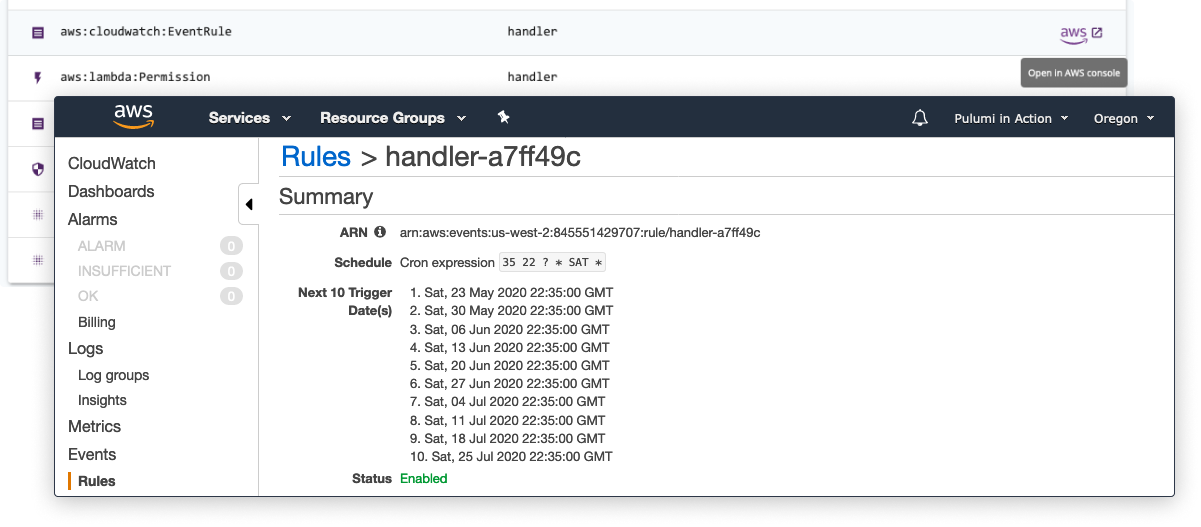 Figure 2.8: Linking to a specific resource in the AWS Management Console.