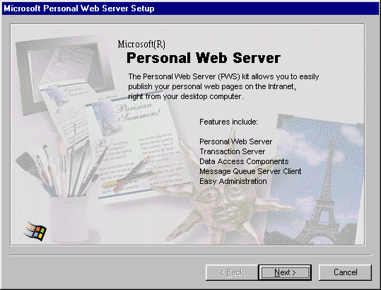 Figure 5.1: Microsoft Personal Web Server, circa 2000.